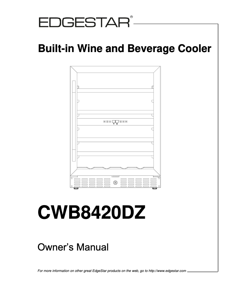 Page 1 de la notice Manuel utilisateur EdgeStar CWB8420DZ