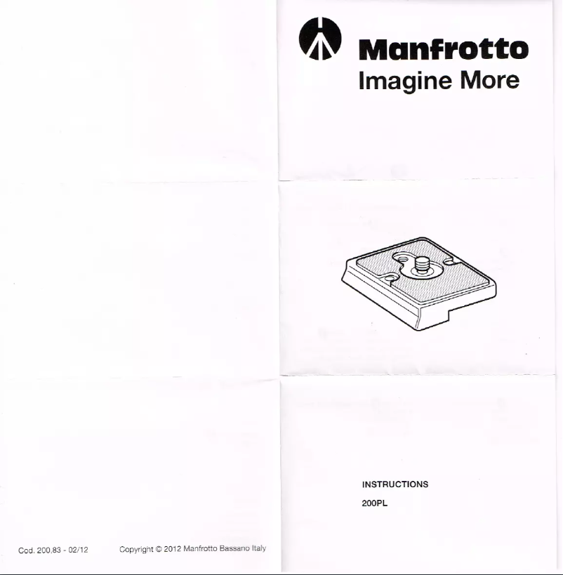 Page 1 de la notice Manuel utilisateur Manfrotto 200PL