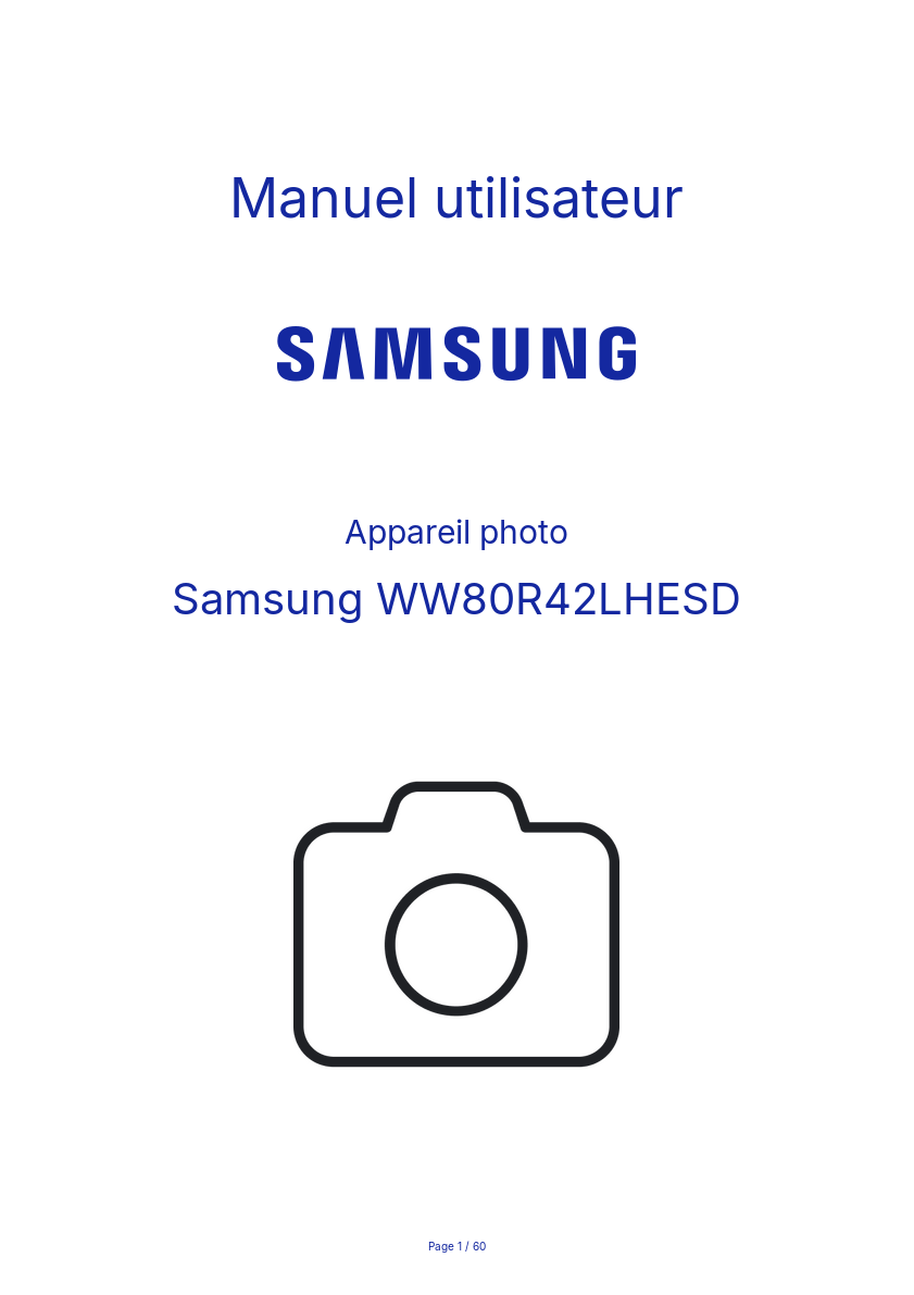 Image de la première page du manuel de l'appareil WW80R42LHESD