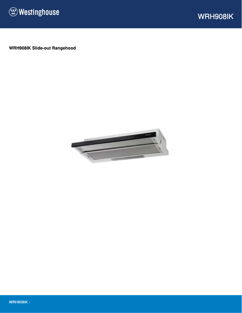 Page 1 of the manual Technical Sheet Westinghouse WRH908IK