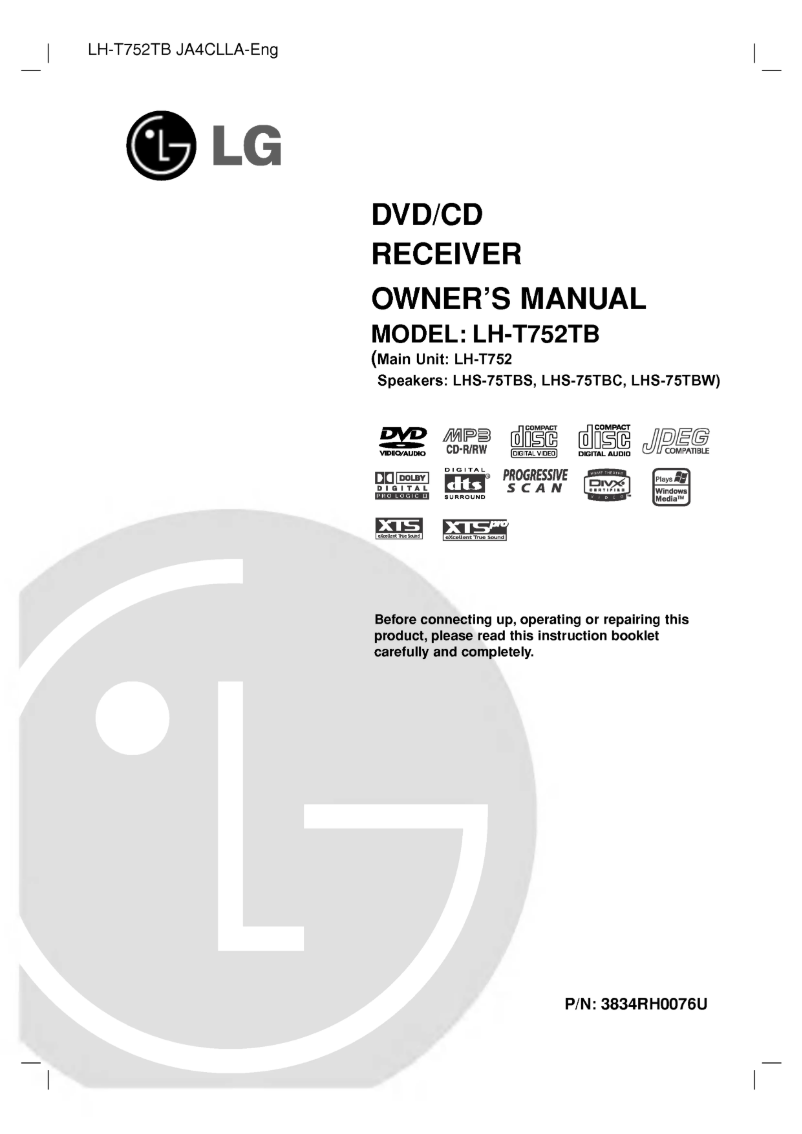 Page n°1 - Manuel utilisateur LG LH-T752TB