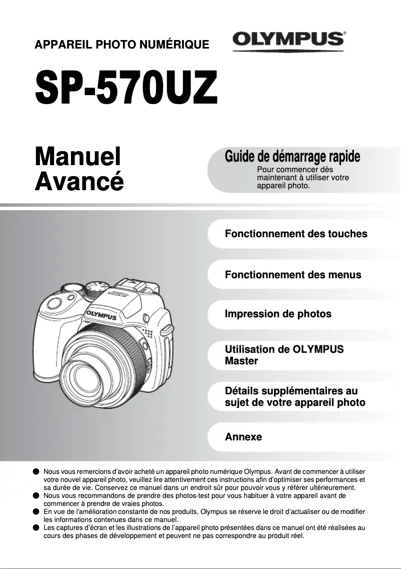Image de la première page du manuel de l'appareil SP-570UZ