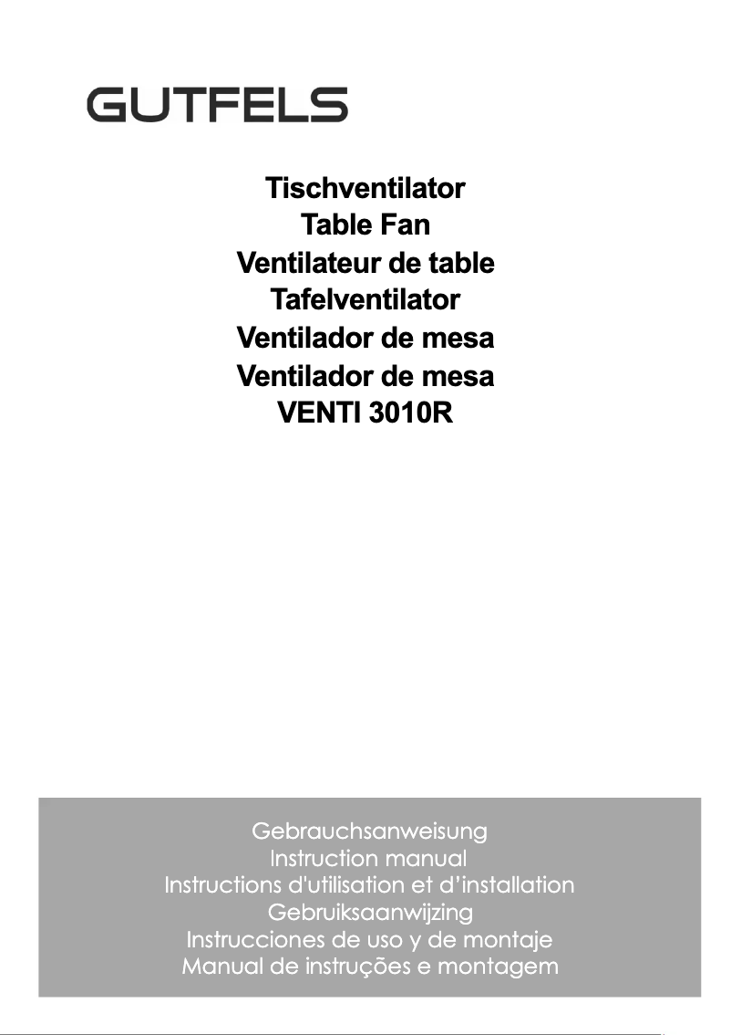 Page 1 de la notice Manuel utilisateur GUTFELS VENTI 3010 R