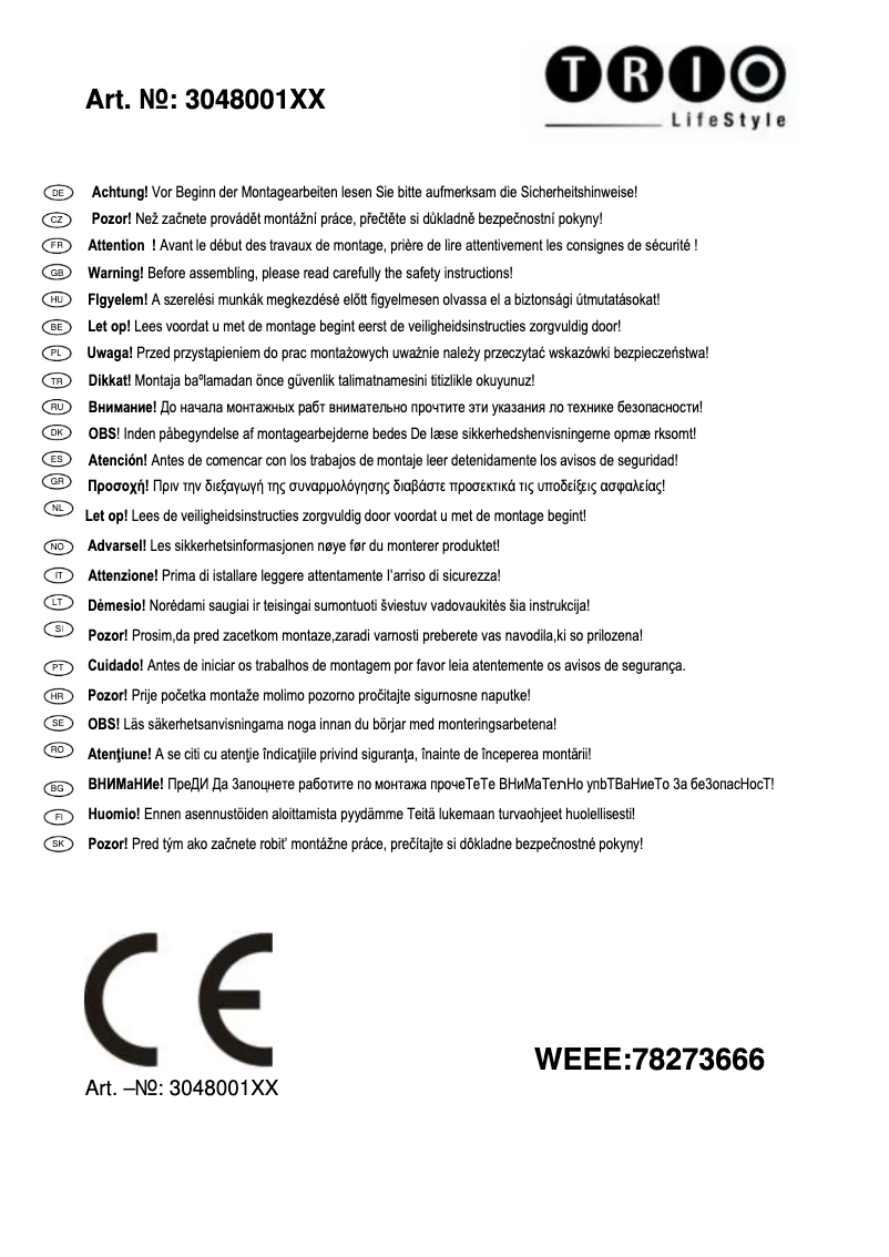 Page n°1 - Manuel utilisateur Trio Lighting Penta