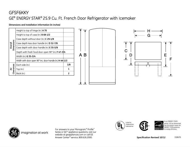 Imagen de la primera página del manual del dispositivo GFSF6KKYWW