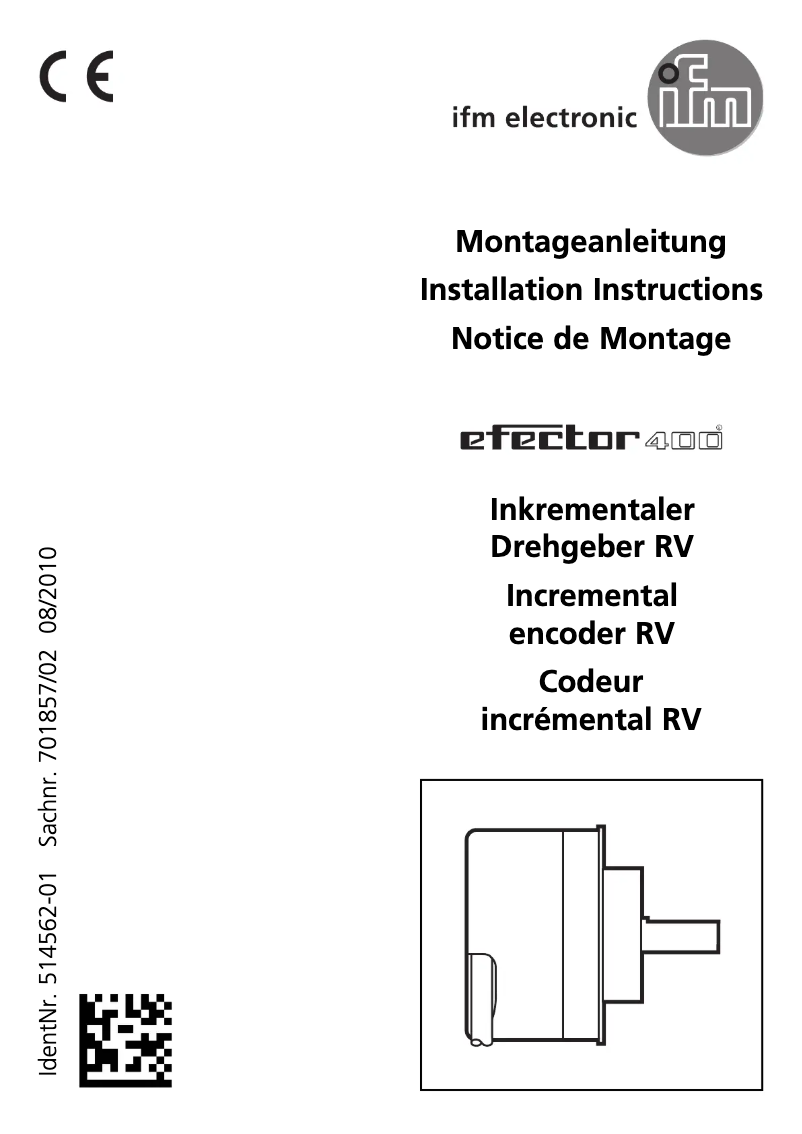 Page n°1 - Manuel utilisateur IFM RV6040