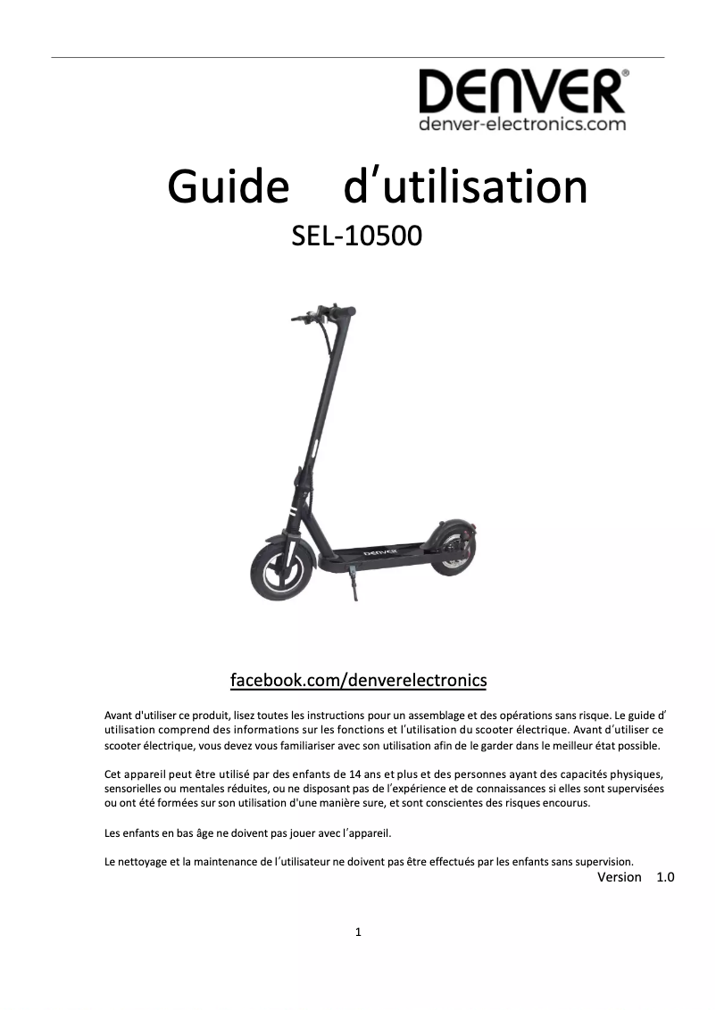 Page 1 de la notice Manuel utilisateur Denver SEL-10500