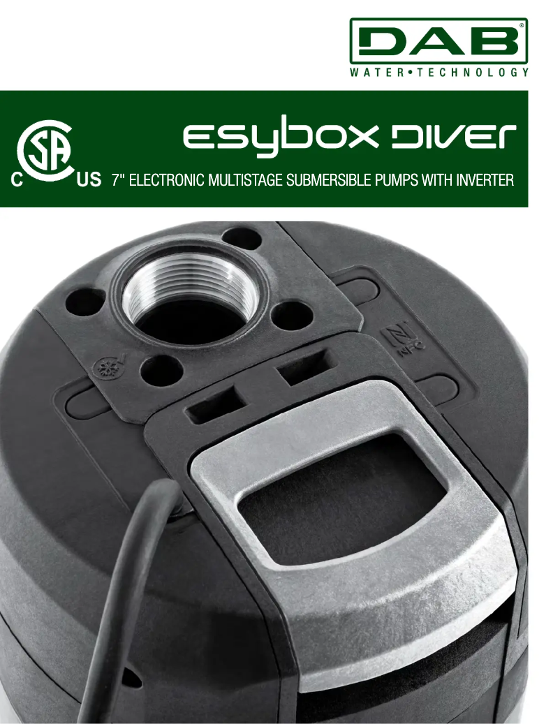 Page 1 de la notice Fiche technique DAB EsyBox Diver