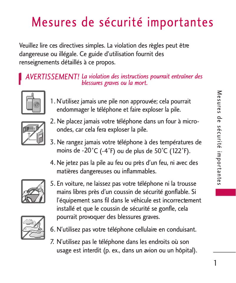 Page n°1 - Manuel utilisateur LG CX700B