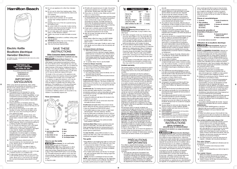 Page n°1 - Manuel utilisateur Hamilton Beach 41050