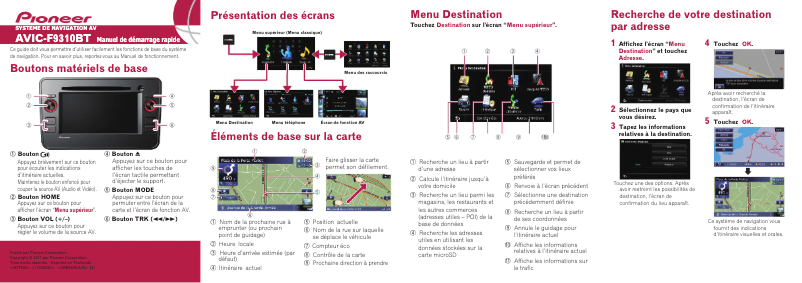 Page n°1 - Guide de démarrage rapide Pioneer AVIC-F9310BT