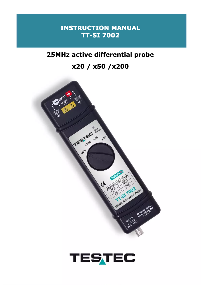 Page n°1 - Manuel utilisateur Testec TT-SI 7002