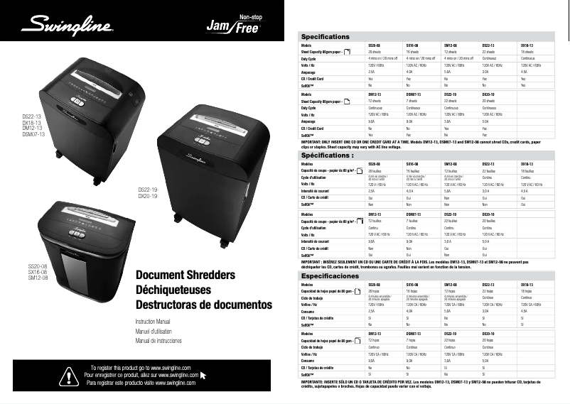 Página 1 del manual Manual de usuario Swingline DX20-19