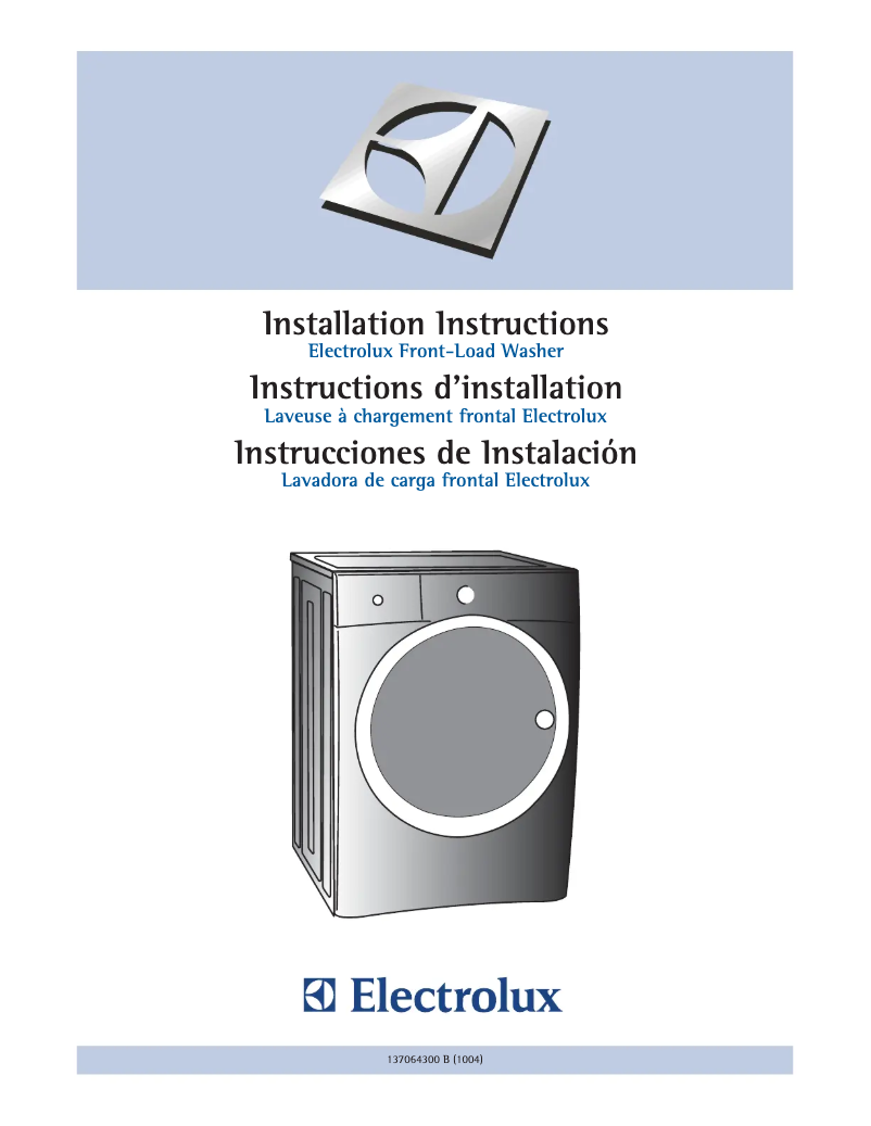 Page 1 de la notice Guide d'installation Electrolux EWFLW65HSS