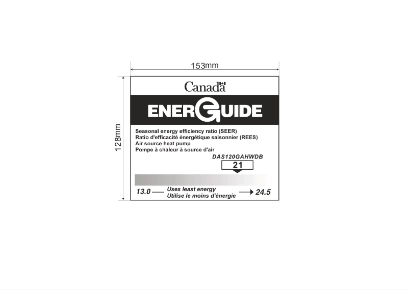 Page 1 de la notice Label énergétique Danby DAS120GAHWDB