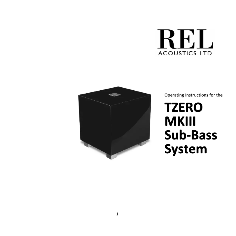 Page n°1 - Manuel utilisateur REL Acoustics TZERO MKIII