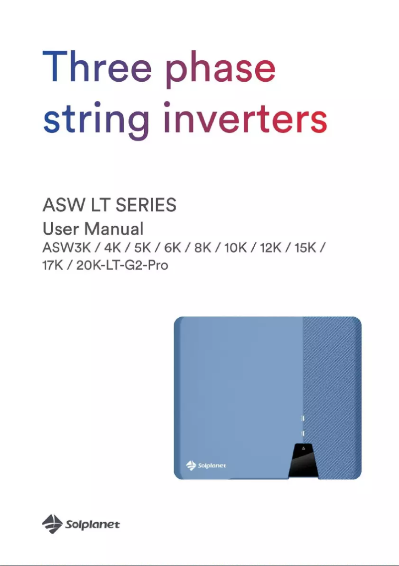 Page 1 de la notice Manuel utilisateur Solplanet ASW13K-LT-G2-Pro