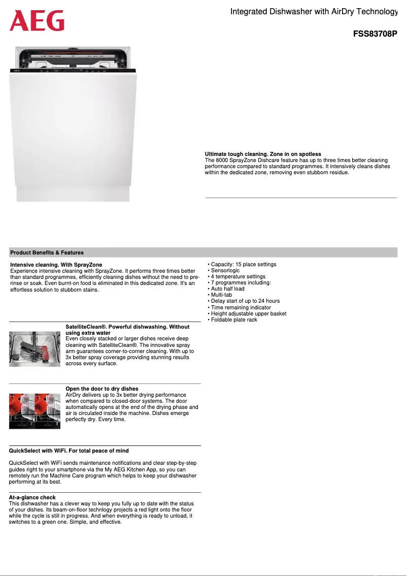 Page 1 de la notice Fiche technique AEG FSS83708P