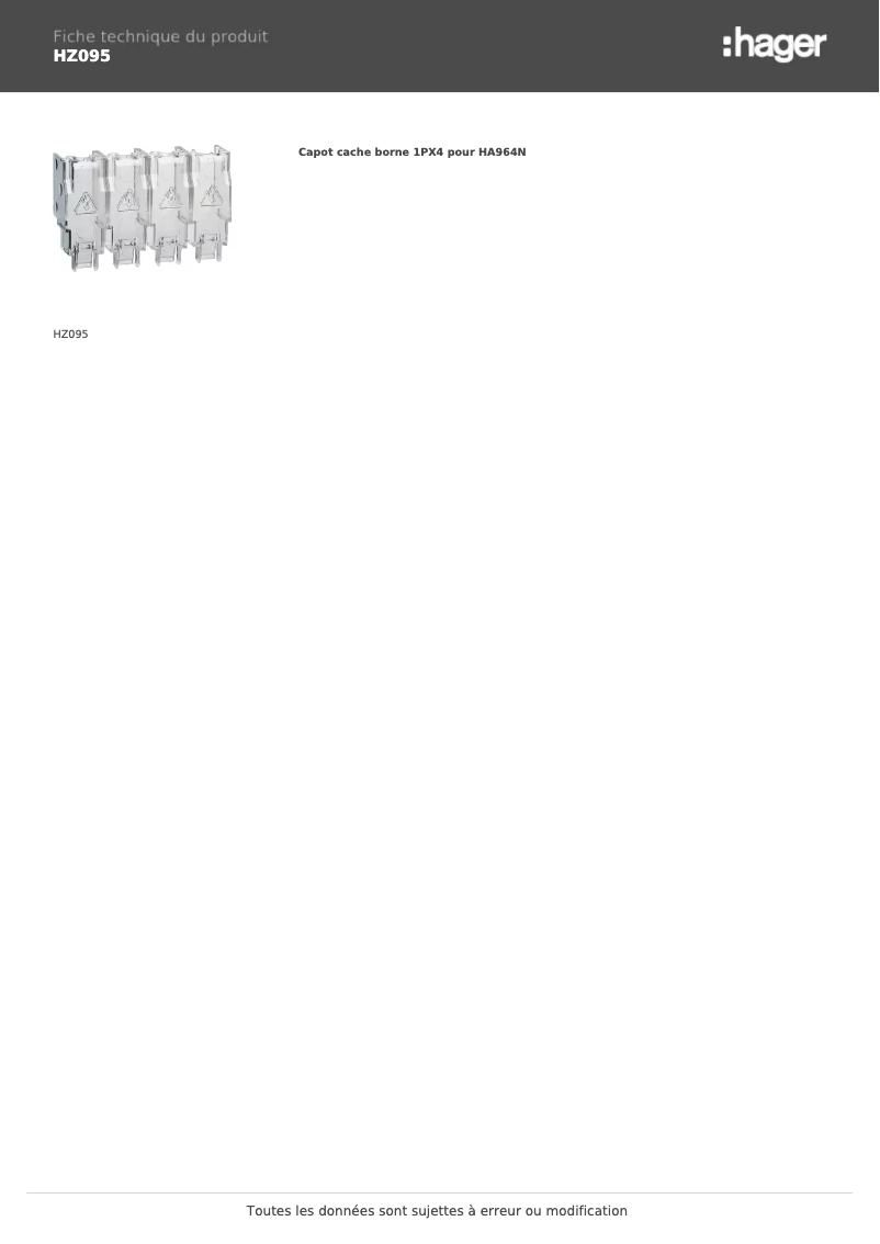 Page n°1 - Manuel utilisateur Hager HZ095