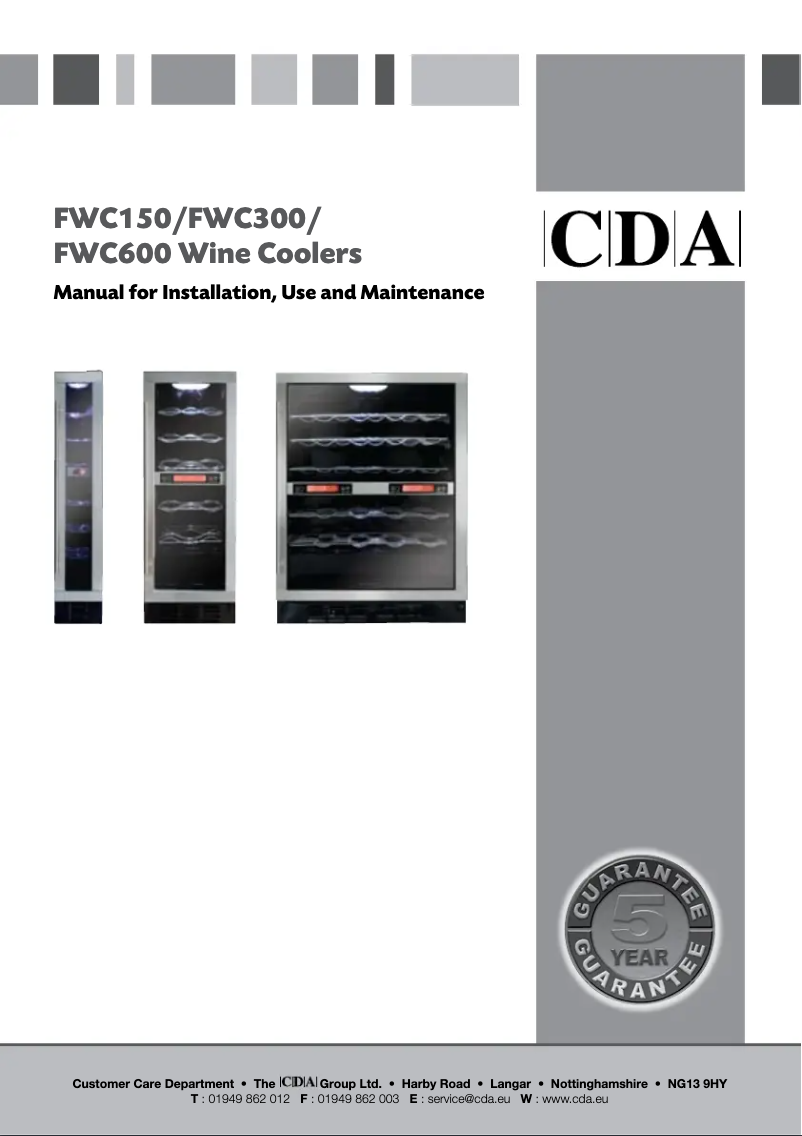 Page n°1 - Manuel utilisateur CDA FWC150
