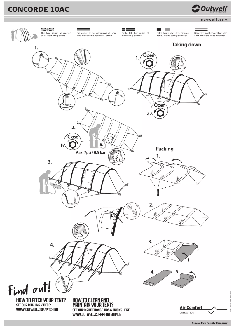 Page 1 de la notice Manuel utilisateur Outwell Concorde 10AC