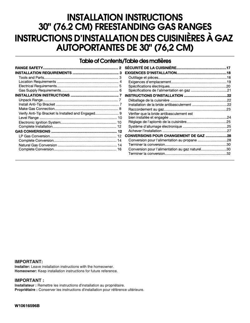 Page 1 de la notice Instructions / montage Whirlpool WFG505M0BS