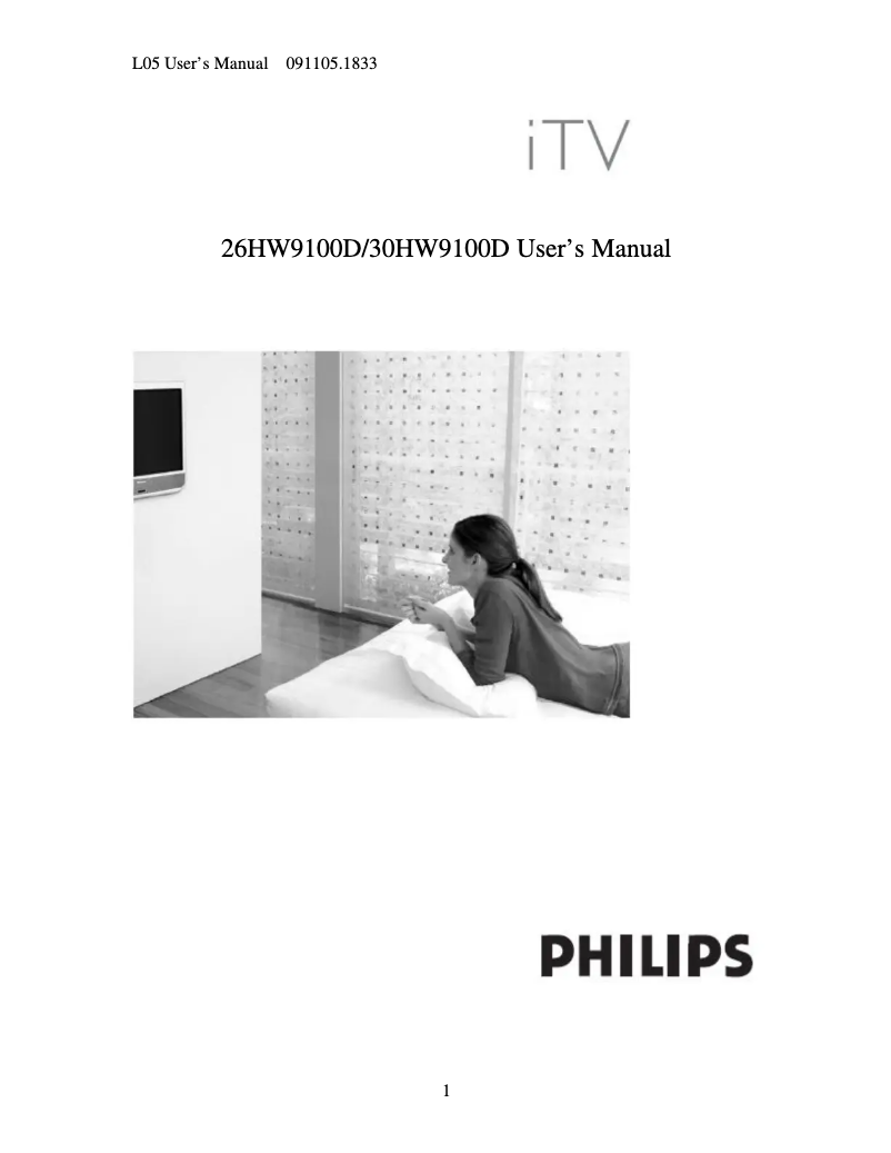 Page 1 of the manual User Manual Philips 30HW9100D