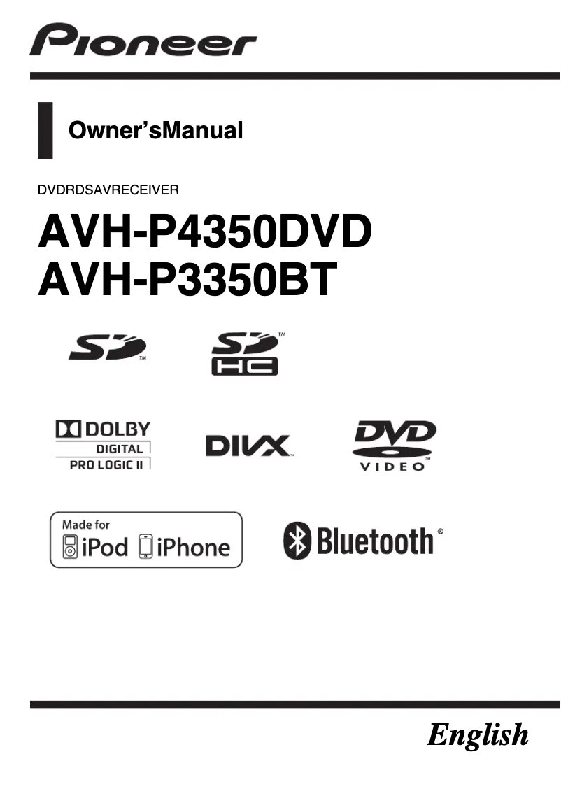 Page n°1 - Manuel utilisateur Pioneer AVH-P4350DVD