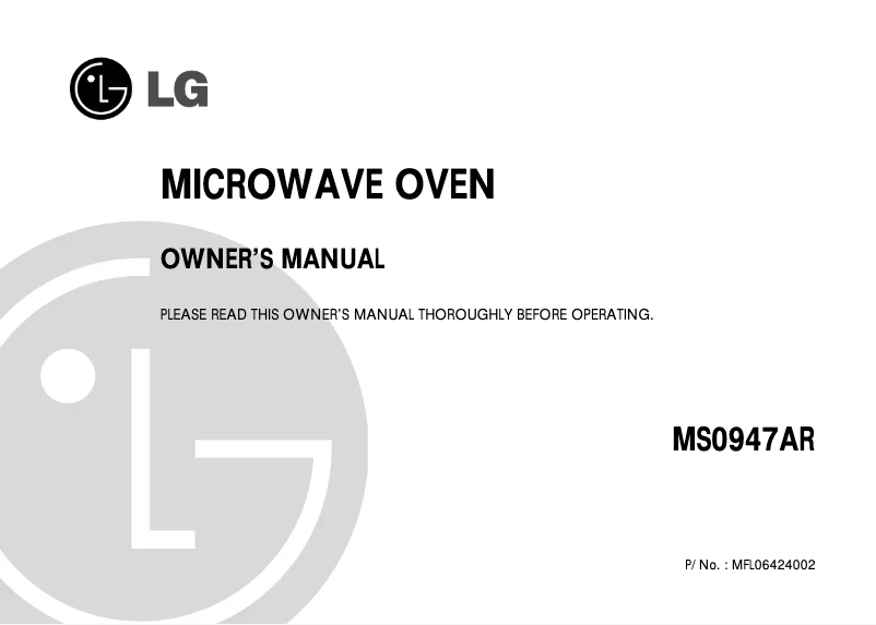 Page 1 de la notice Manuel utilisateur LG MS0947AR