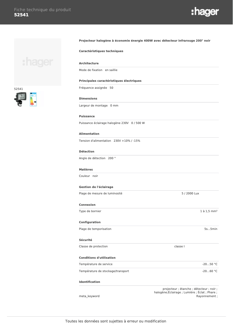 Image de la première page du manuel de l'appareil 52541