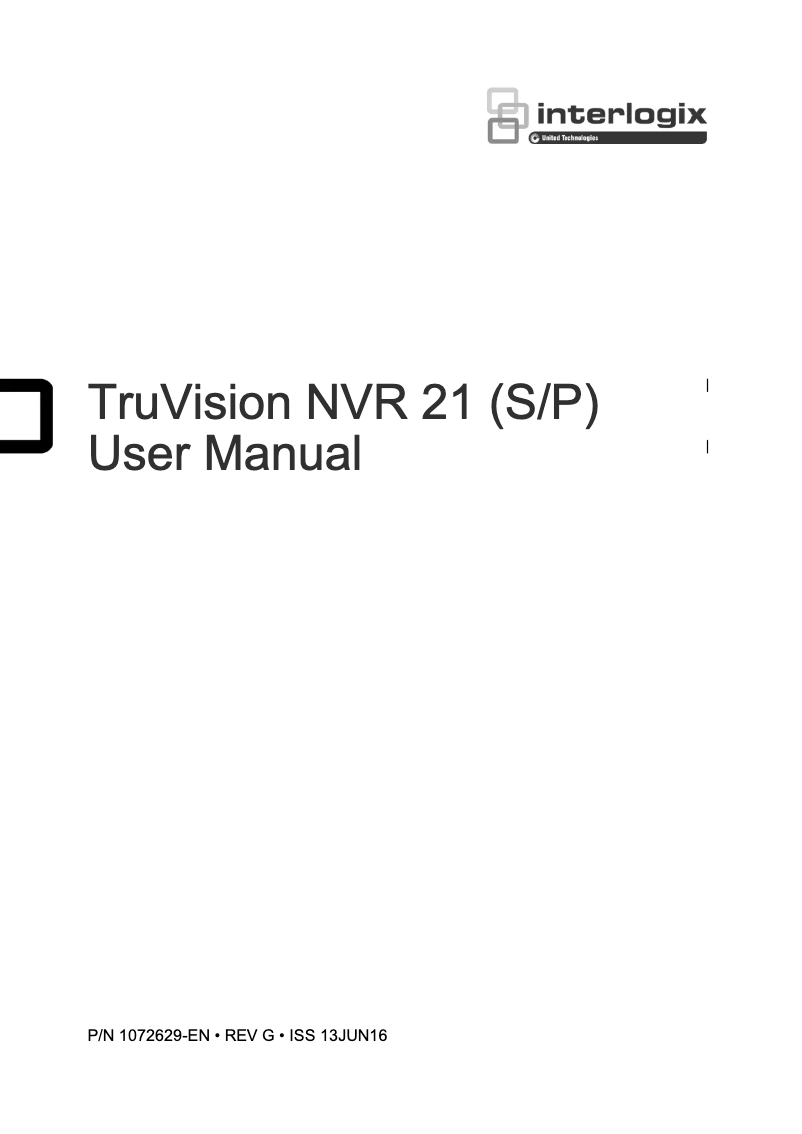 Page n°1 - Manuel utilisateur Interlogix TruVision TVN-2108P