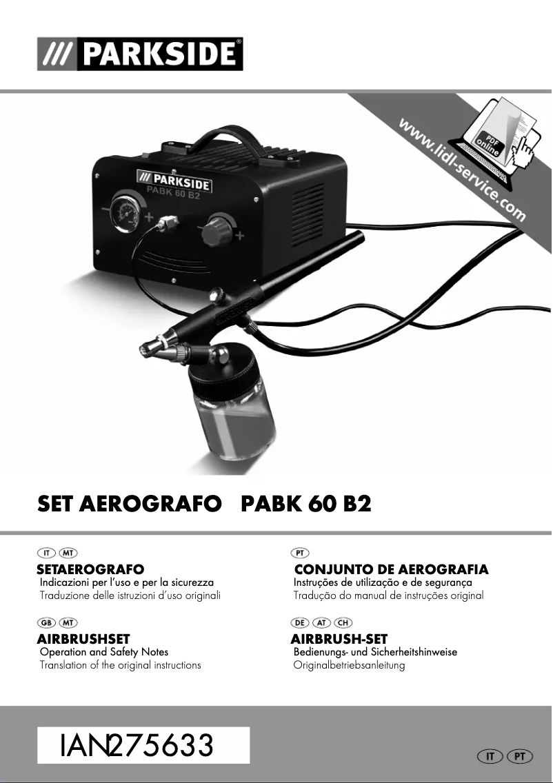 Page n°1 - Manuel utilisateur Parkside PABK 60 B2