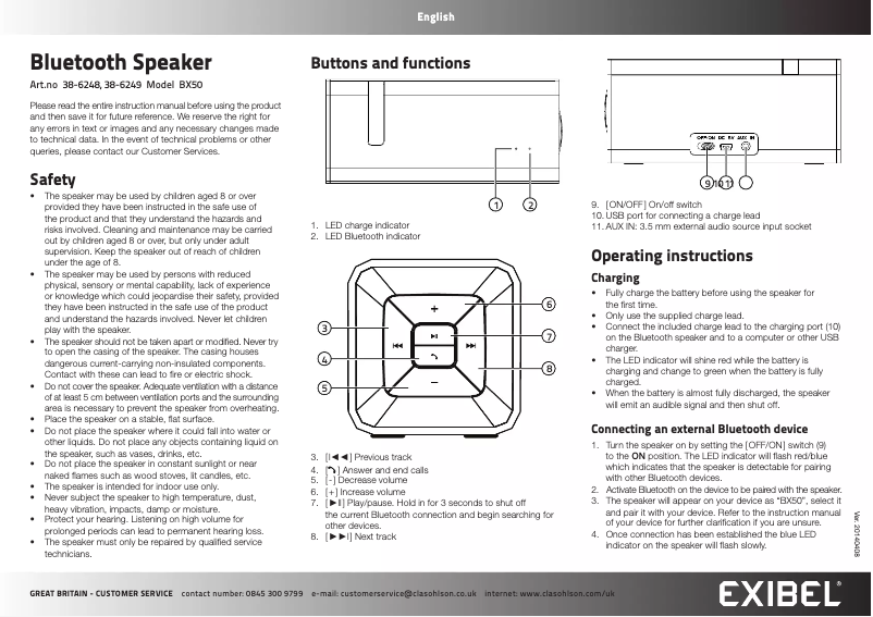 Image de la première page du manuel de l'appareil BX50
