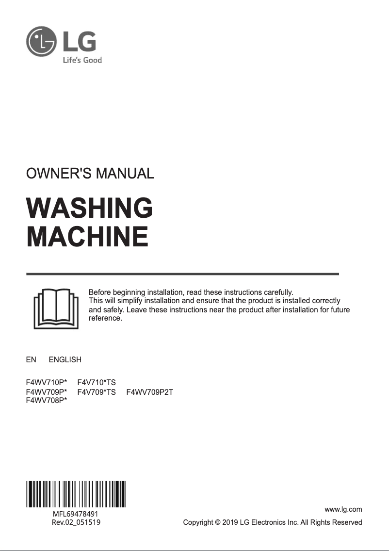 Imagen de la primera página del manual del dispositivo F4WV709P2T