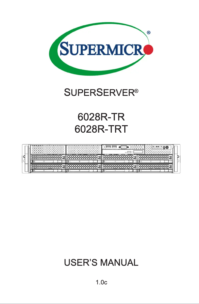 Page 1 de la notice Manuel utilisateur Supermicro SuperServer 6028R-TRT