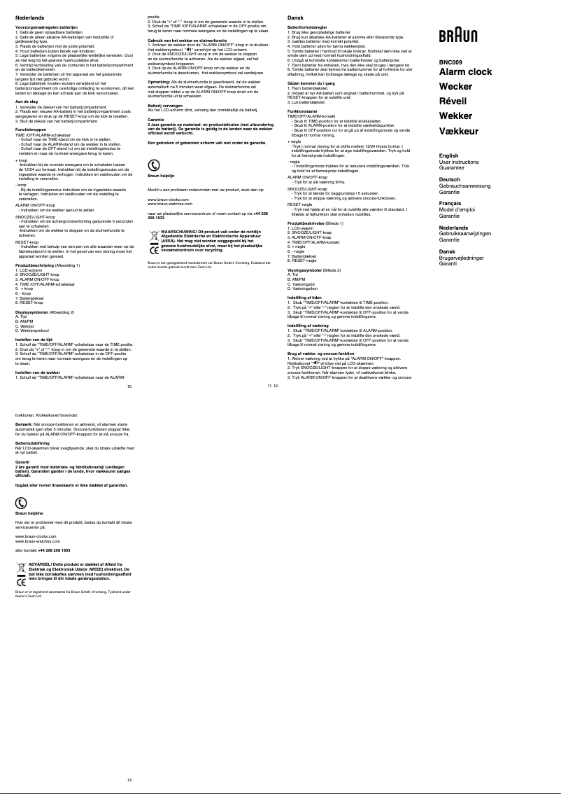 Page 1 de la notice Manuel utilisateur Braun BNC009