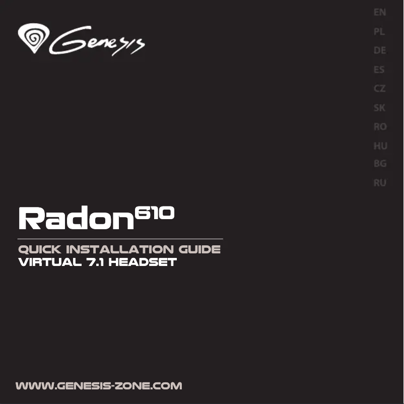 Imagen de la primera página del manual del dispositivo Radon 610