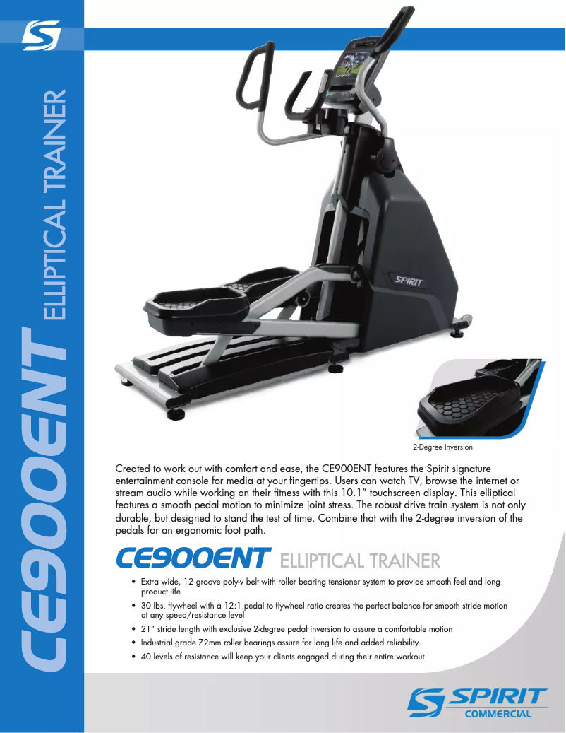 Page n°1 - Fiche technique Spirit Fitness CE900ENT