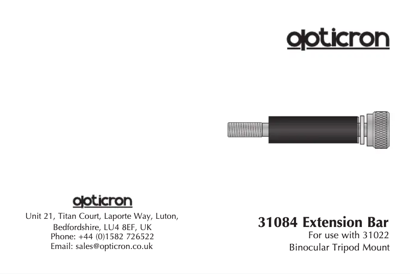 Página 1 del manual Manual de usuario Opticron Extension Bar 31084