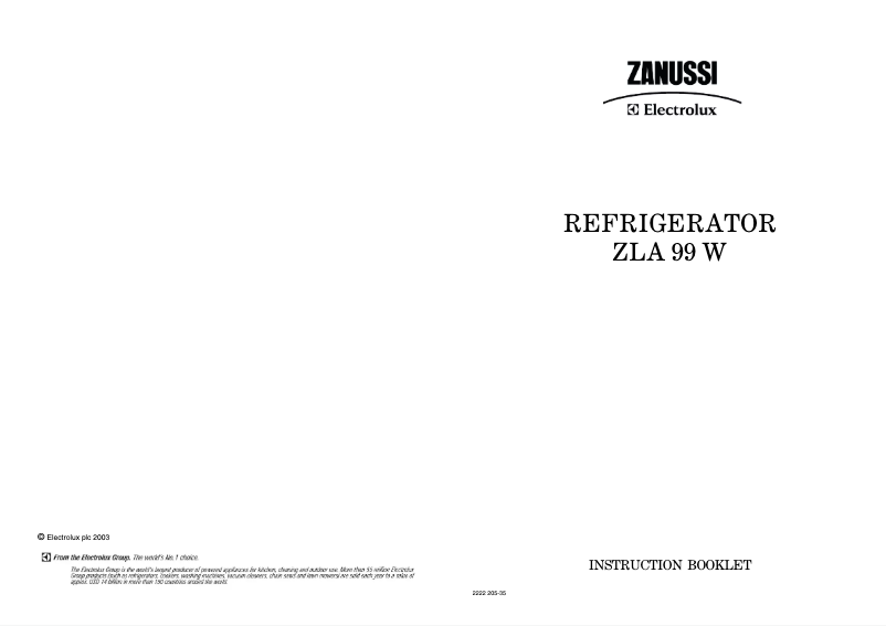 Image de la première page du manuel de l'appareil ZLA99W