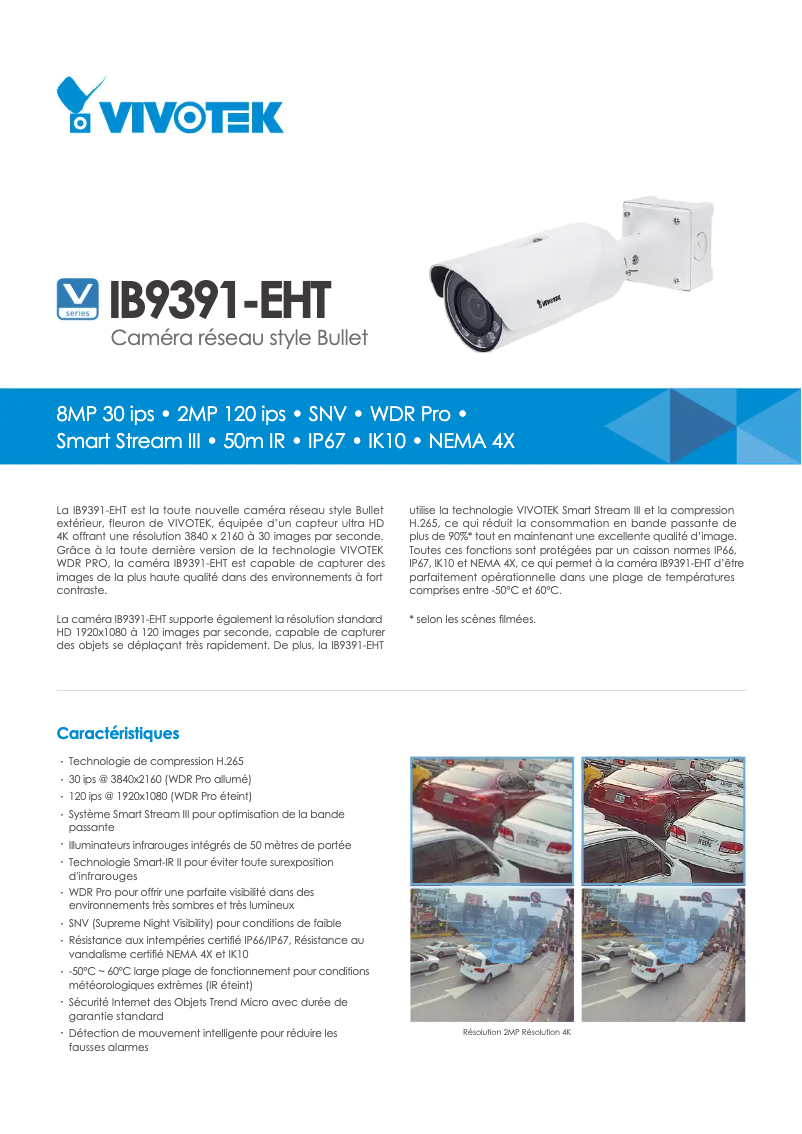 Page 1 de la notice Fiche technique Vivotek IB9391-EHT