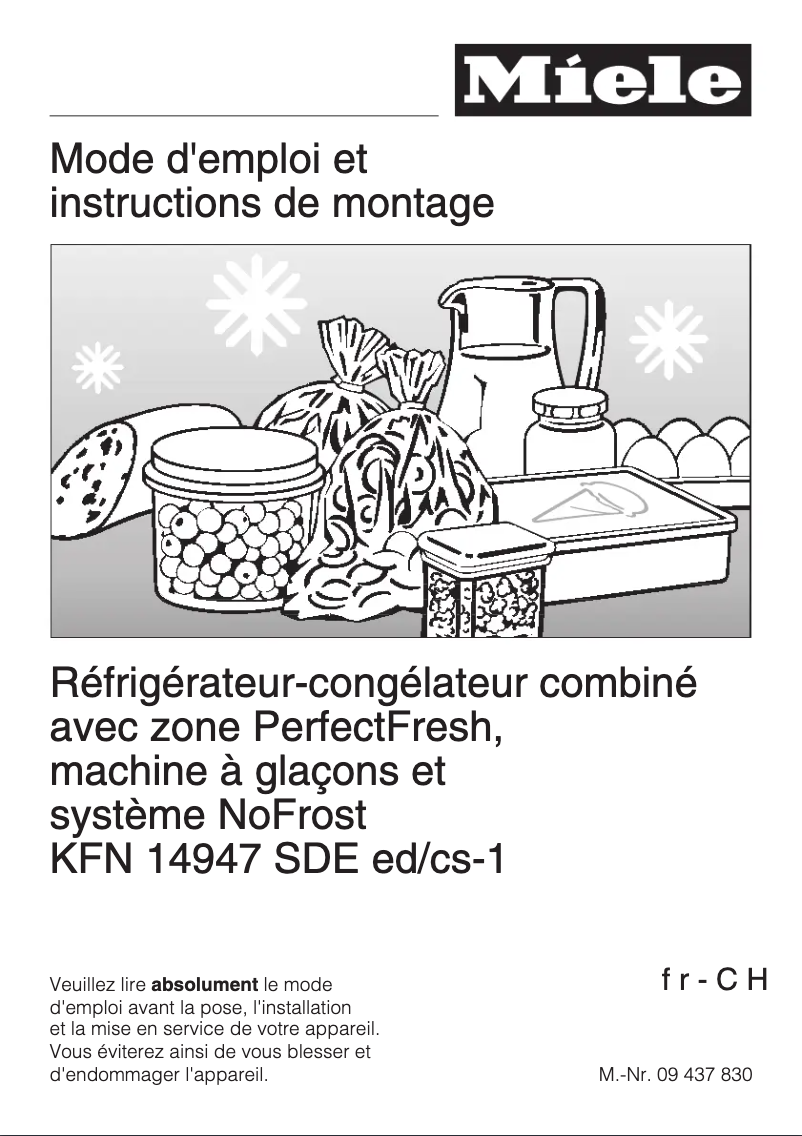 Page 1 de la notice Manuel utilisateur Miele KFN 14947 SDE ed/cs-1