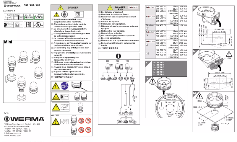 Page n°1 - Manuel utilisateur Werma 260.120.60