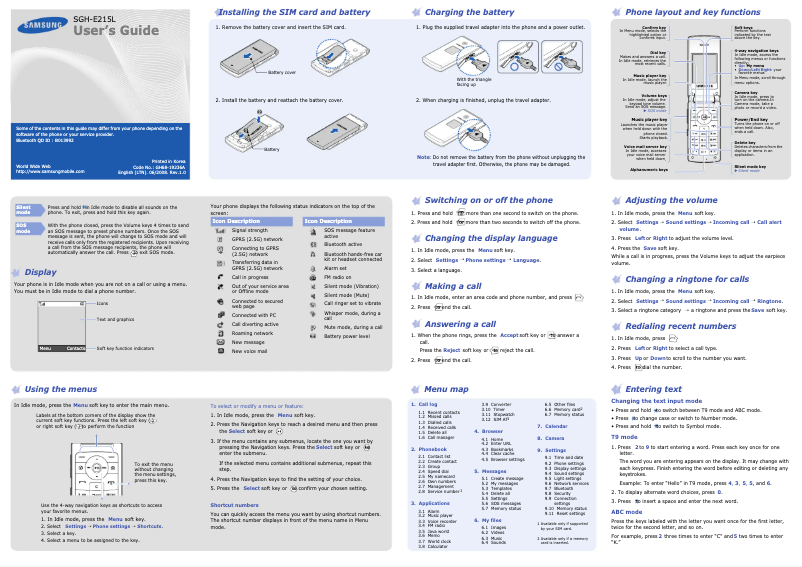 Página 1 del manual Manual de usuario Samsung SGH-E215L