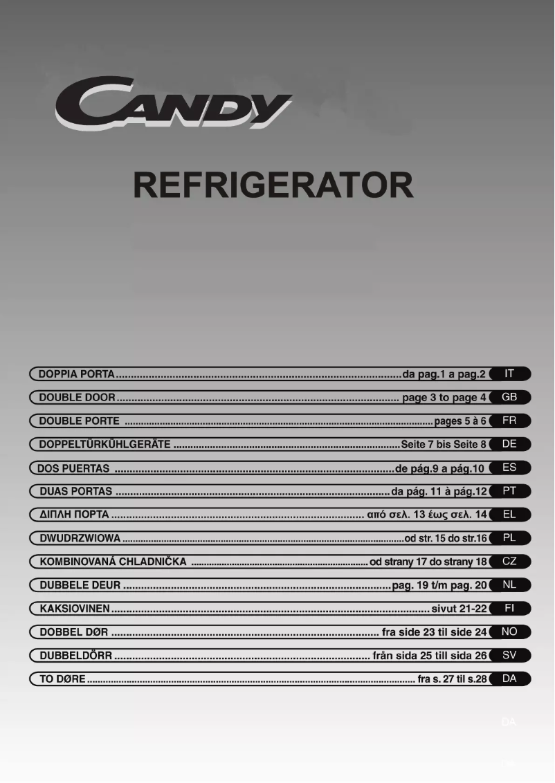 Page n°1 - Manuel utilisateur Candy CFD 2760 E