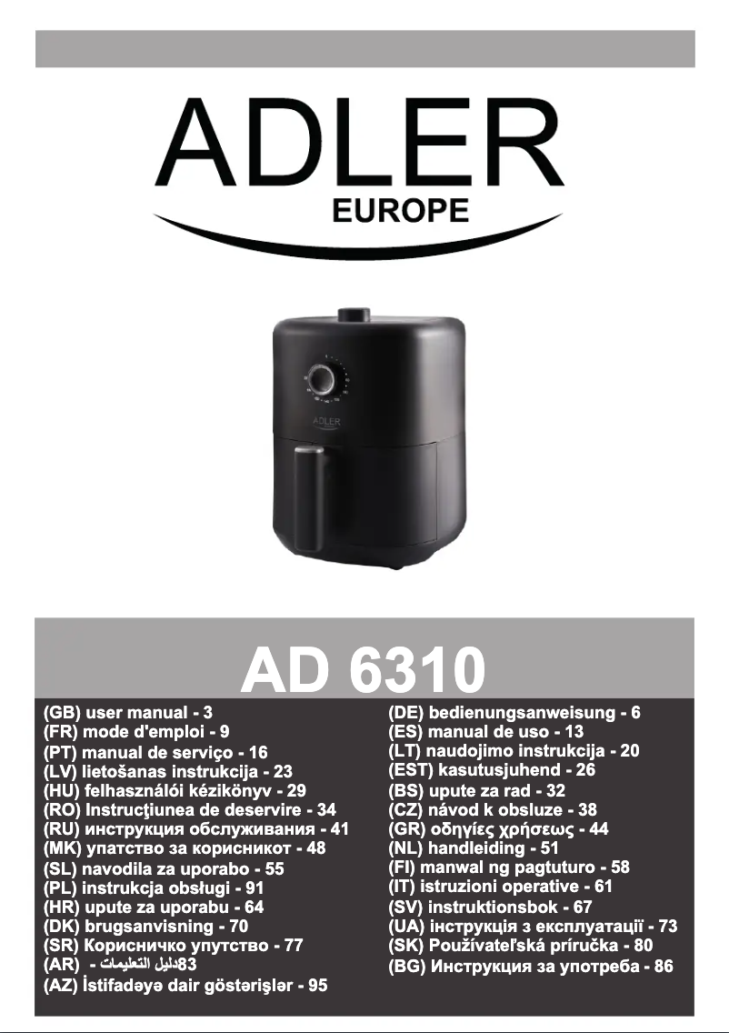 Imagen de la primera página del manual del dispositivo AD 6310