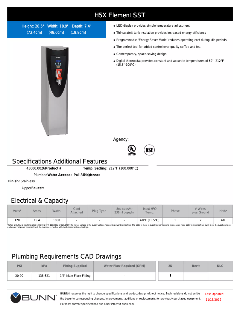 Image de la première page du manuel de l'appareil H5X Element SST