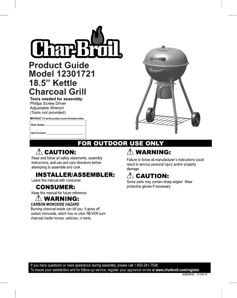 Page 1 de la notice Manuel utilisateur Char-Broil 12301721