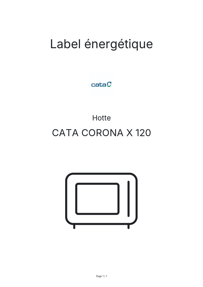 Page n°1 - Label énergétique CATA CORONA X 120