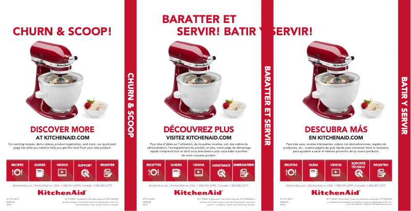 Page 1 de la notice Guide de démarrage rapide KitchenAid KSMICM
